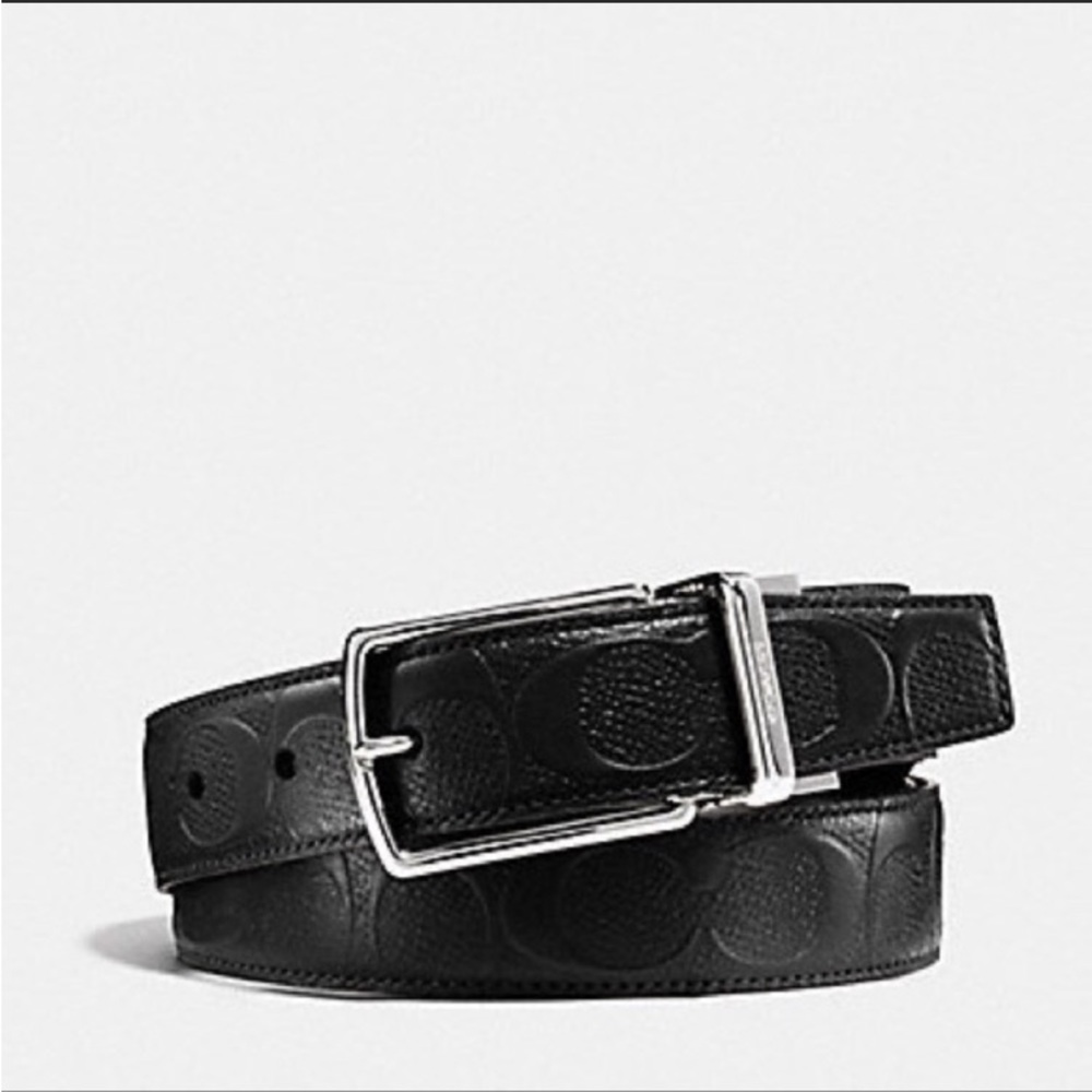 New Coach Cut-to-size Reversible Black Leather Belt One Size